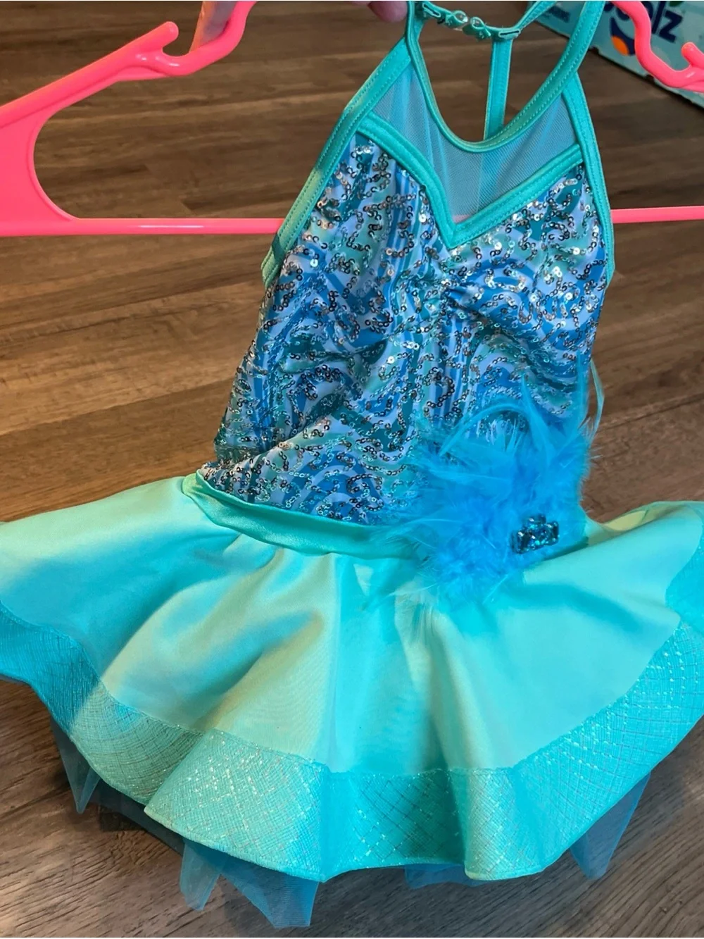 Turquoise Sequin Tutu Dress for Kids - small
